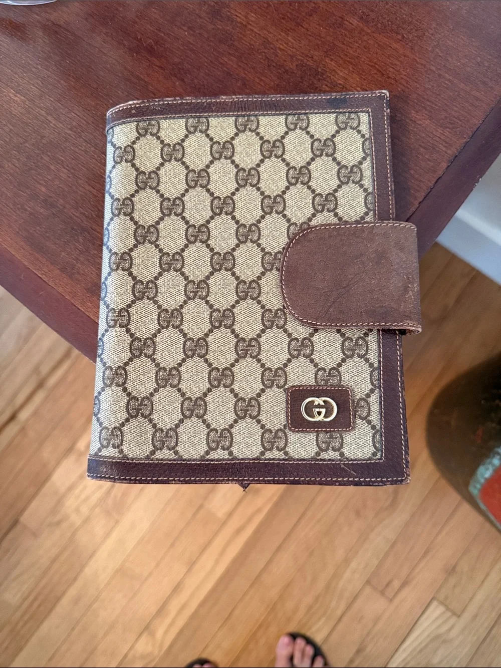 Gucci Beige and Brown GG Supreme Canvas Agenda Cover. 7x9”
